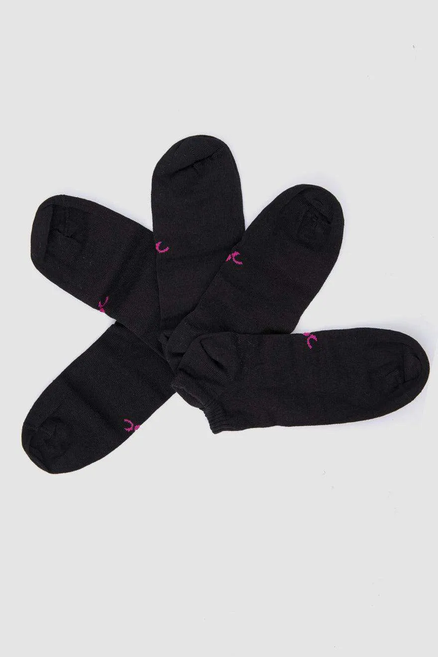 Plain Ankle Socks - 5 Pairs