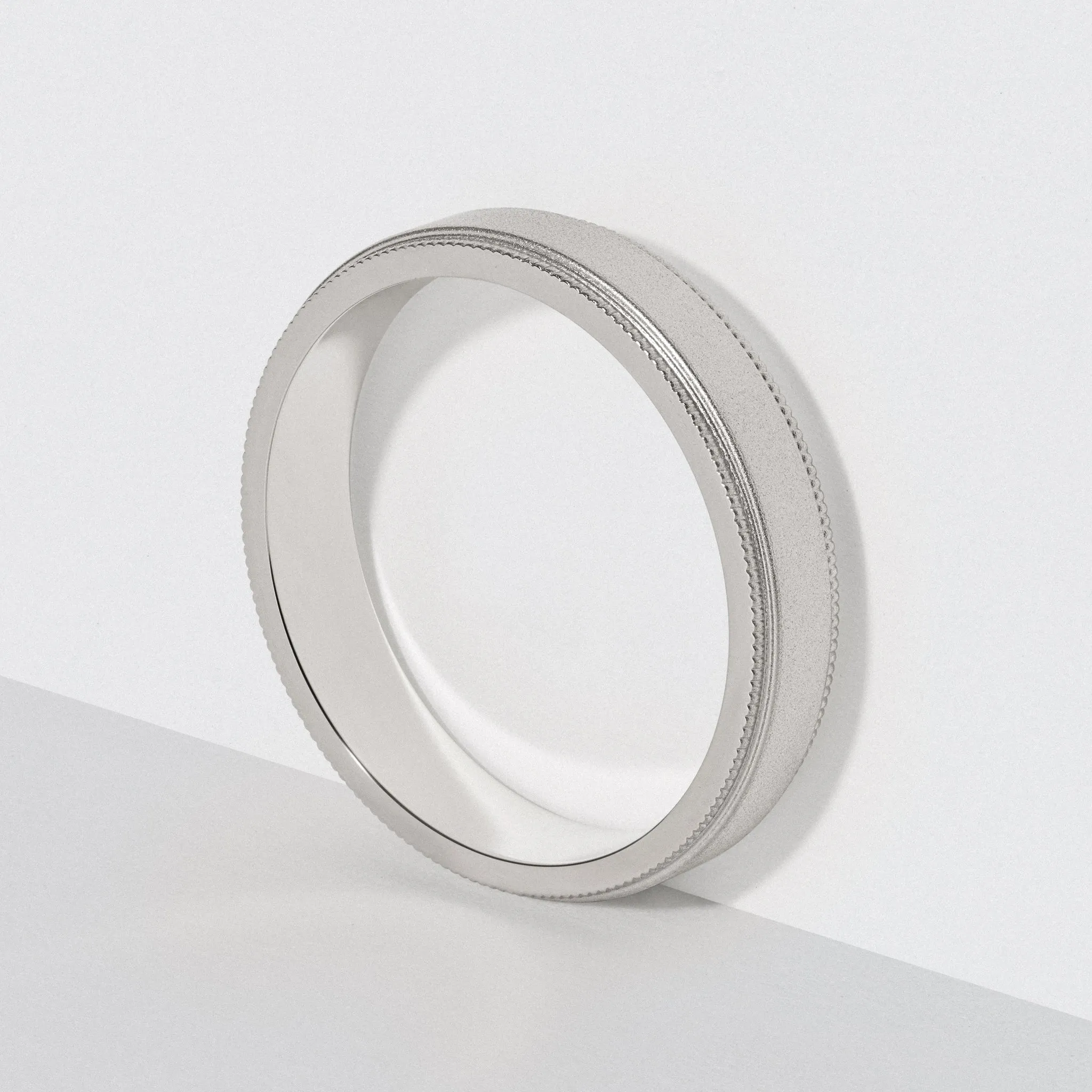 Platinum Flat Milgrain Wedding Band - Matte 4mm