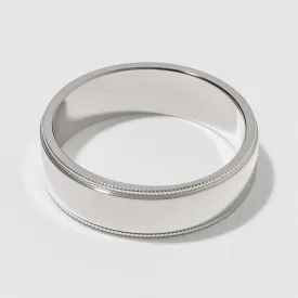 Platinum Flat Milgrain Wedding Band - Polished 6mm