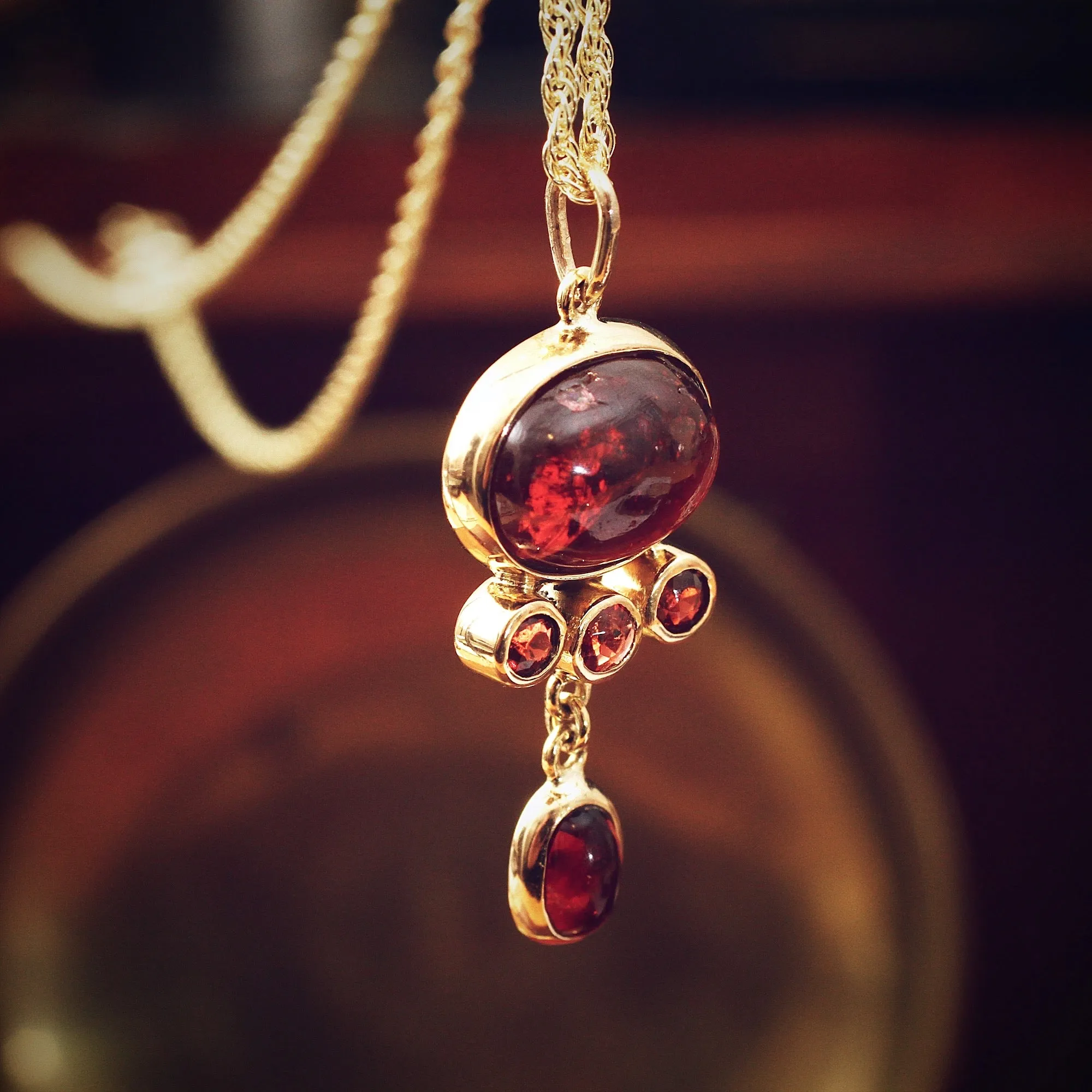 Retro Studio Design Cabochon Garnet Pendant