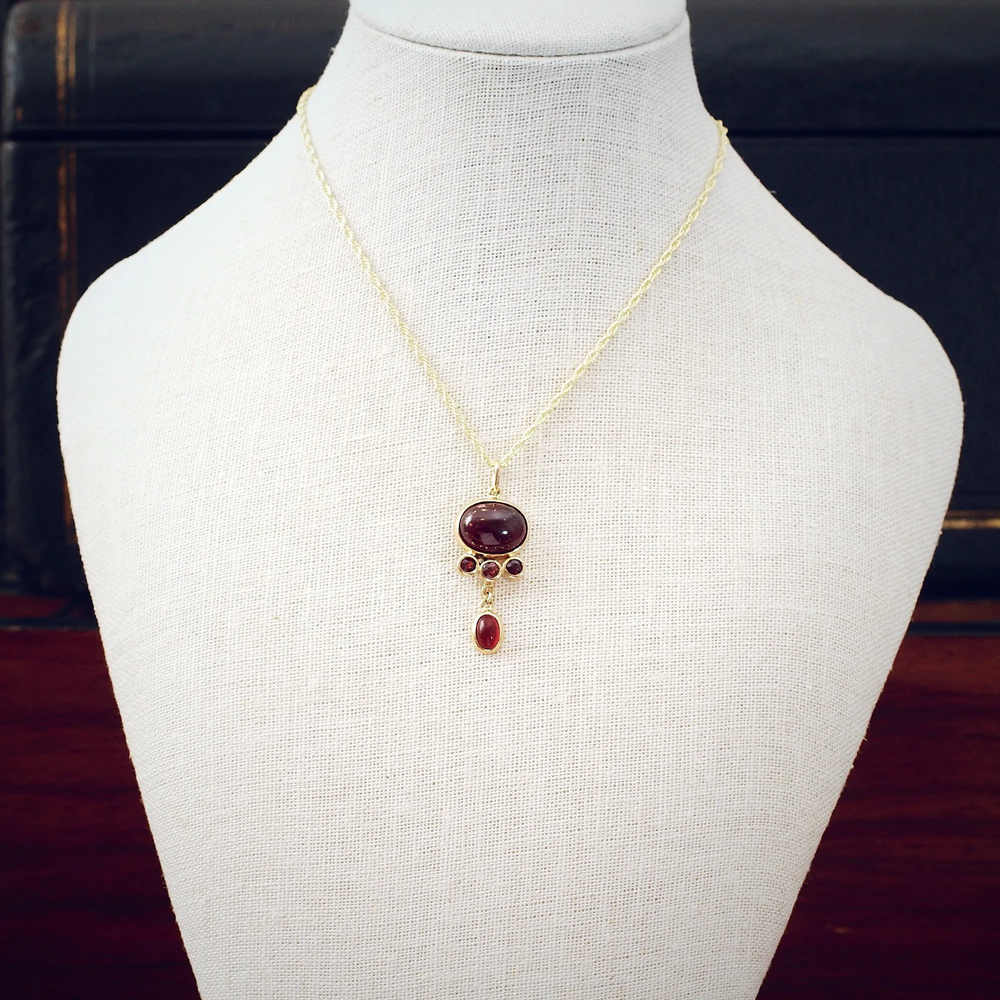 Retro Studio Design Cabochon Garnet Pendant