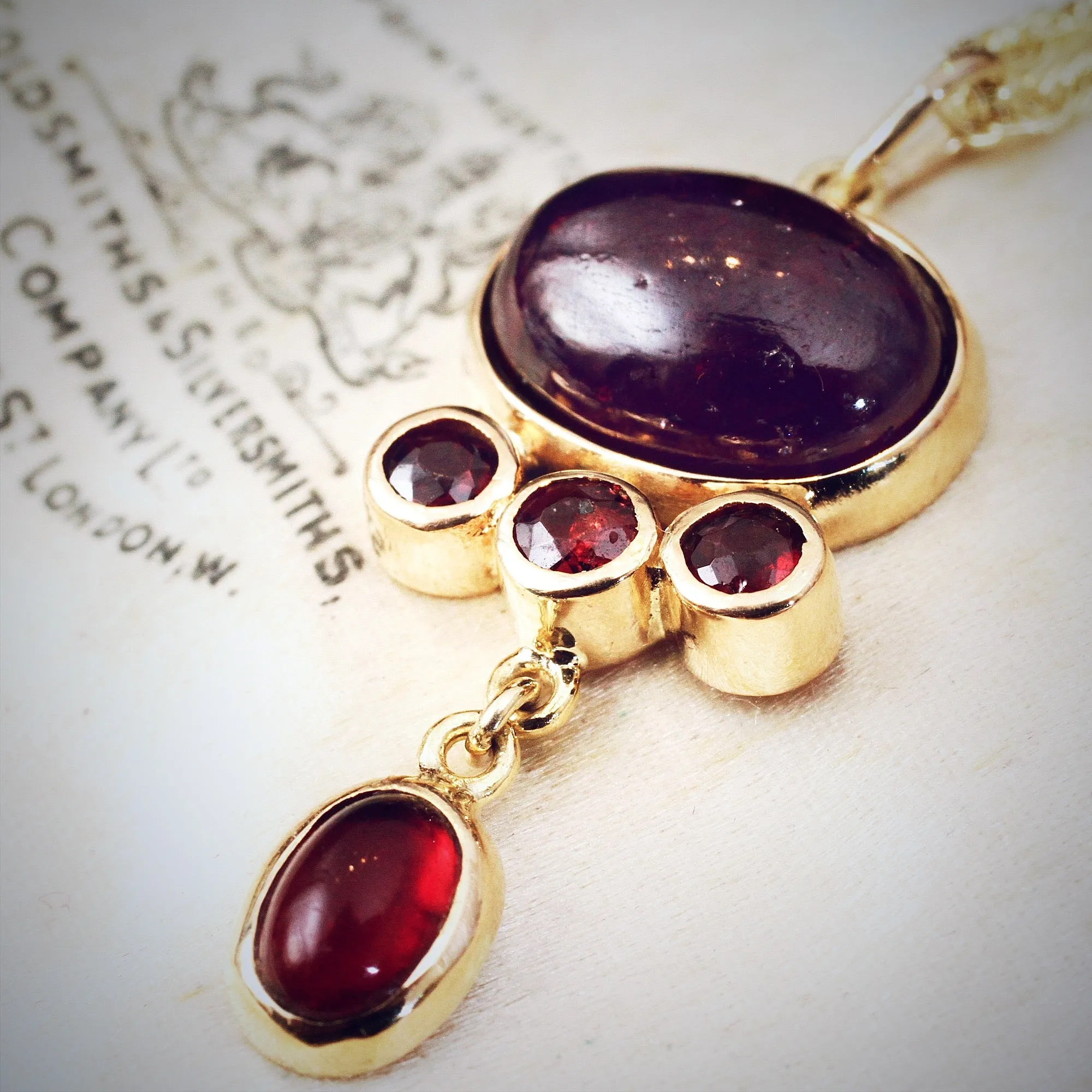 Retro Studio Design Cabochon Garnet Pendant