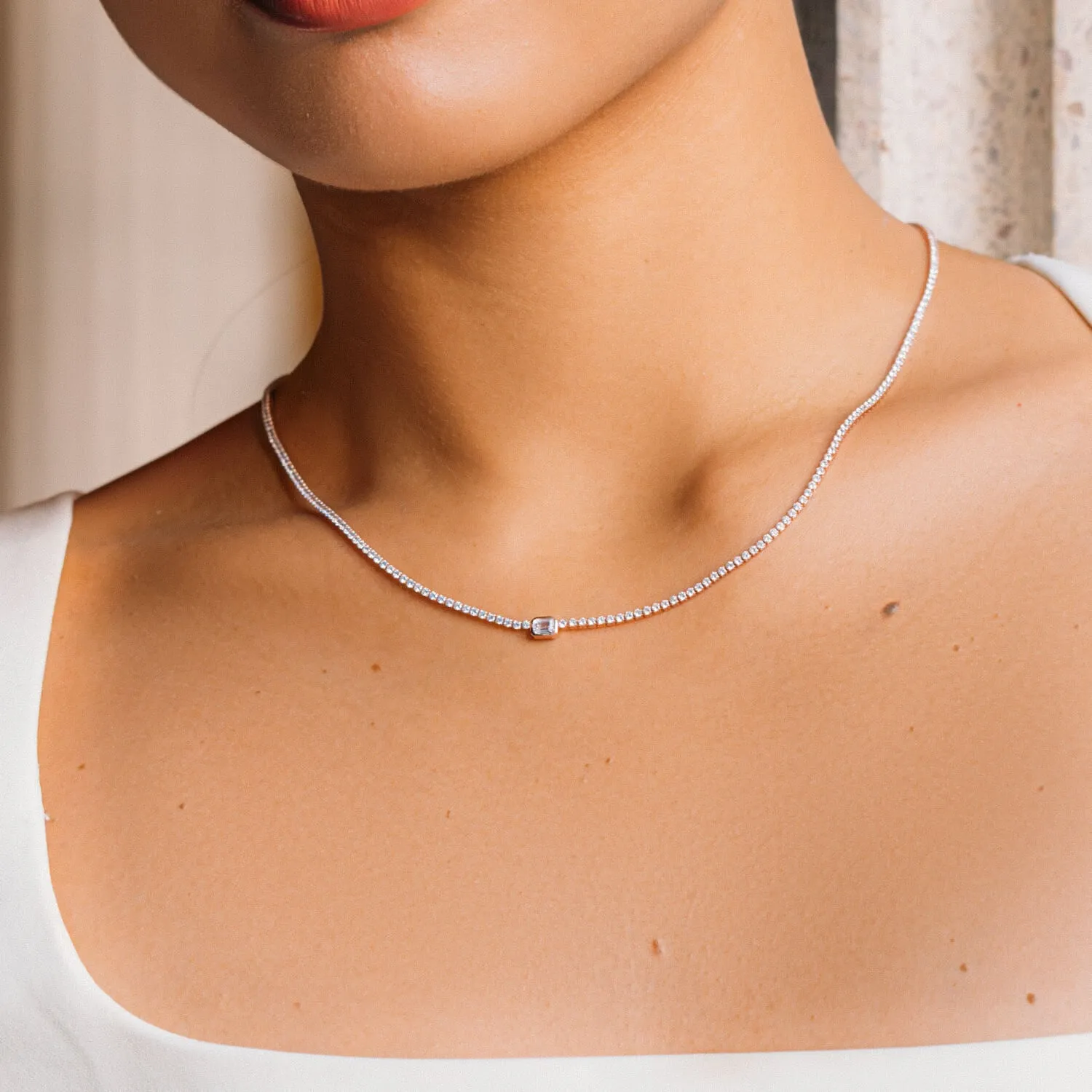 Rose Gold Blanca Tennis Necklace