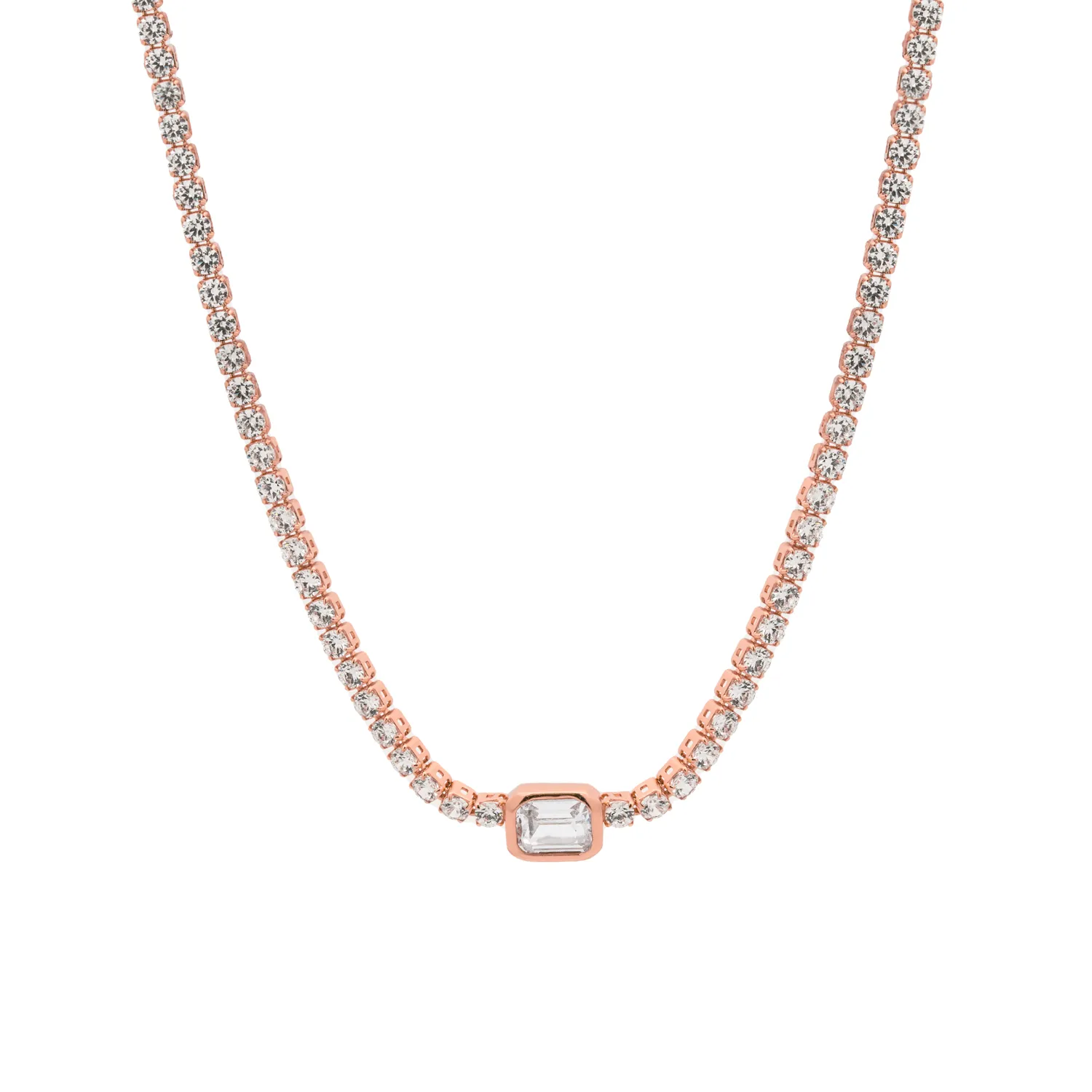 Rose Gold Blanca Tennis Necklace