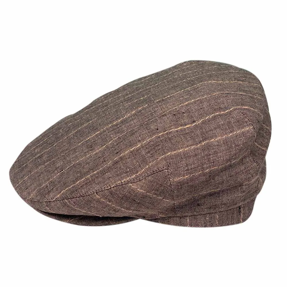 Saint Martin - Grey Striped Linen Flat Cap