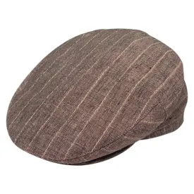 Saint Martin - Grey Striped Linen Flat Cap