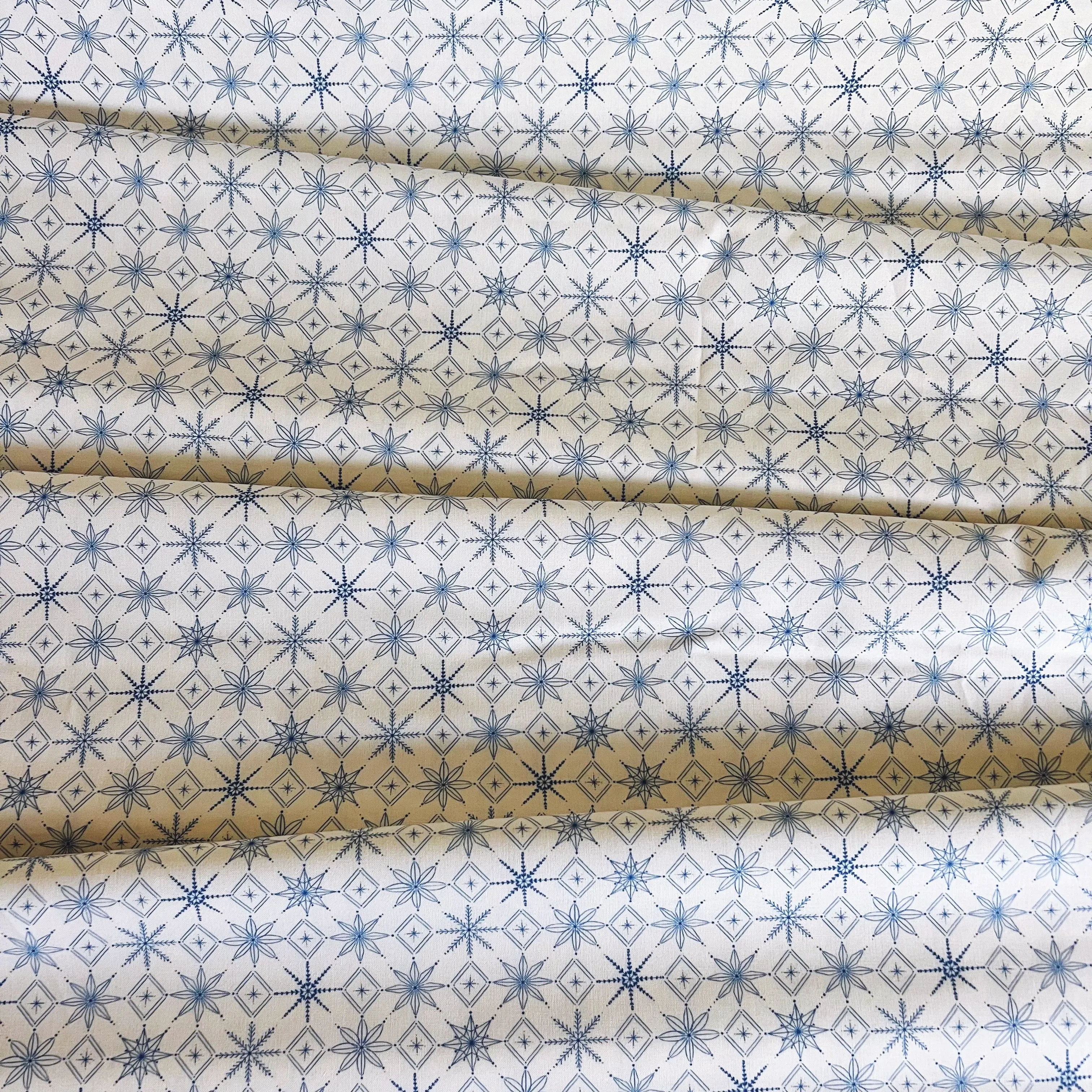 Snowflakes Ivory Organic Poplin