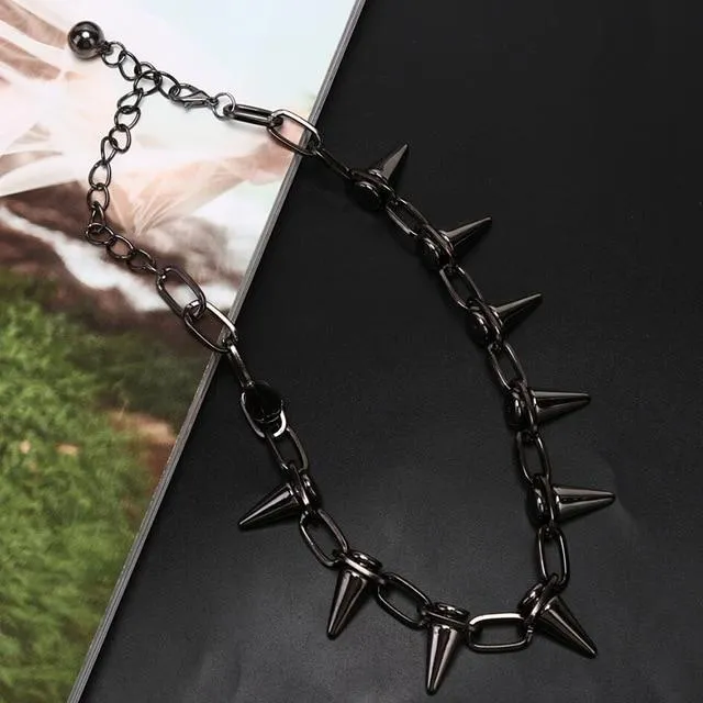 Spike Rivet Necklace Rock Gothic Chokers