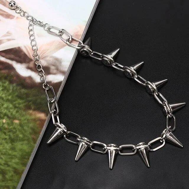 Spike Rivet Necklace Rock Gothic Chokers