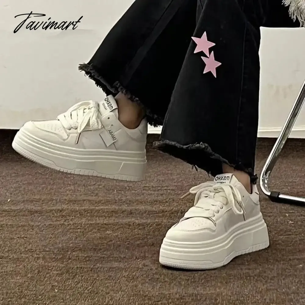 Tavimart Platform White Sneakers Women Shoes Casual Flats Spring Summer Vintage Tennis Female Harajuku Vulcanize Korean Footwear