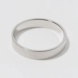 White Gold Flat Wedding Band - Matte 4mm