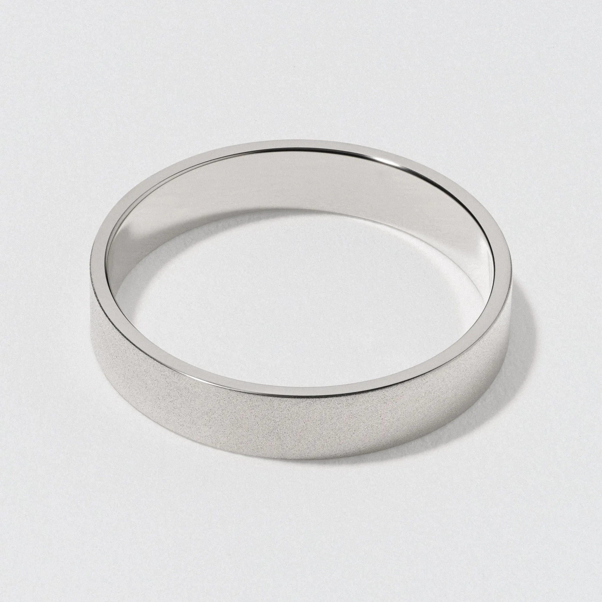 White Gold Flat Wedding Band - Matte 4mm