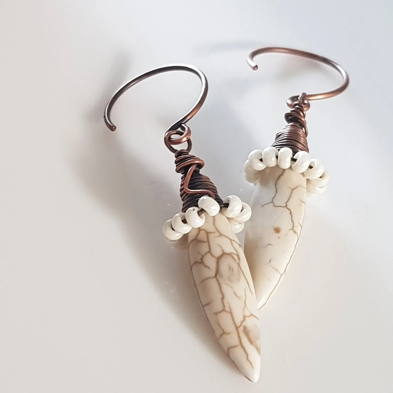 White Howlite Spike Earrings | (KJ-395E | Artisan Earrings