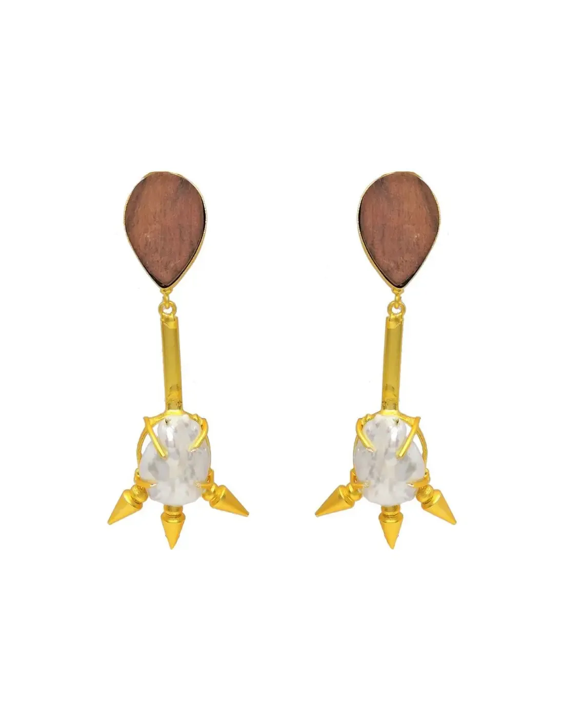 Wood Spike Earrings